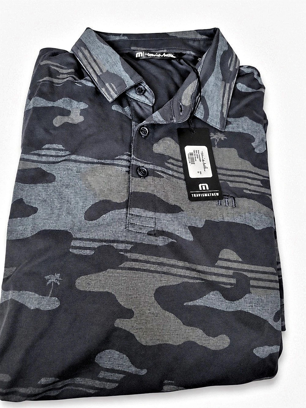 TravisMathew Open Camo Polo in Blue & Gray Size Medium NWT